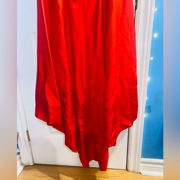 Ruby Red Minimal Glitter Sparkle Sequin Open Back Prom evening dress train gown - Picture 7 of 8